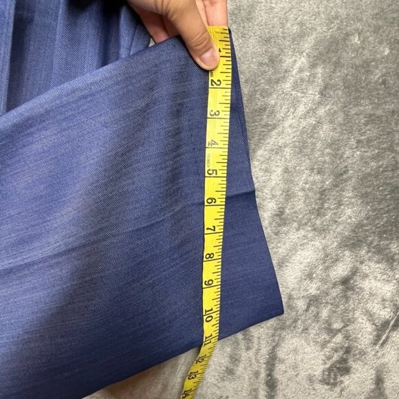 Tahari Arthur Levine Pants Womens Size 14 Blue Wide Legs Career Textured Stretch - Picture 9 of 9